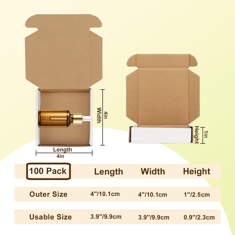 WIFTREY 100 Pcs 4X4X1 inches Small Shipping Boxes, White Corrugated Cardboard Box for Packaging Small Business, Moving, Literature Mailer - Image 2